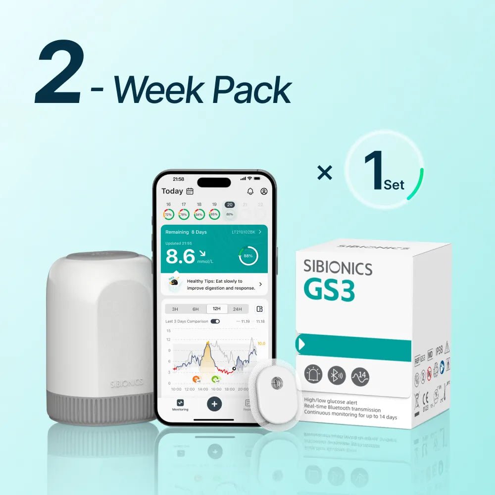 SIBIONICS GS3 CGM Continuous Glucose Monitor Sensor System For 24/7 Tracking (Free Shipping) - SIBIONICS
