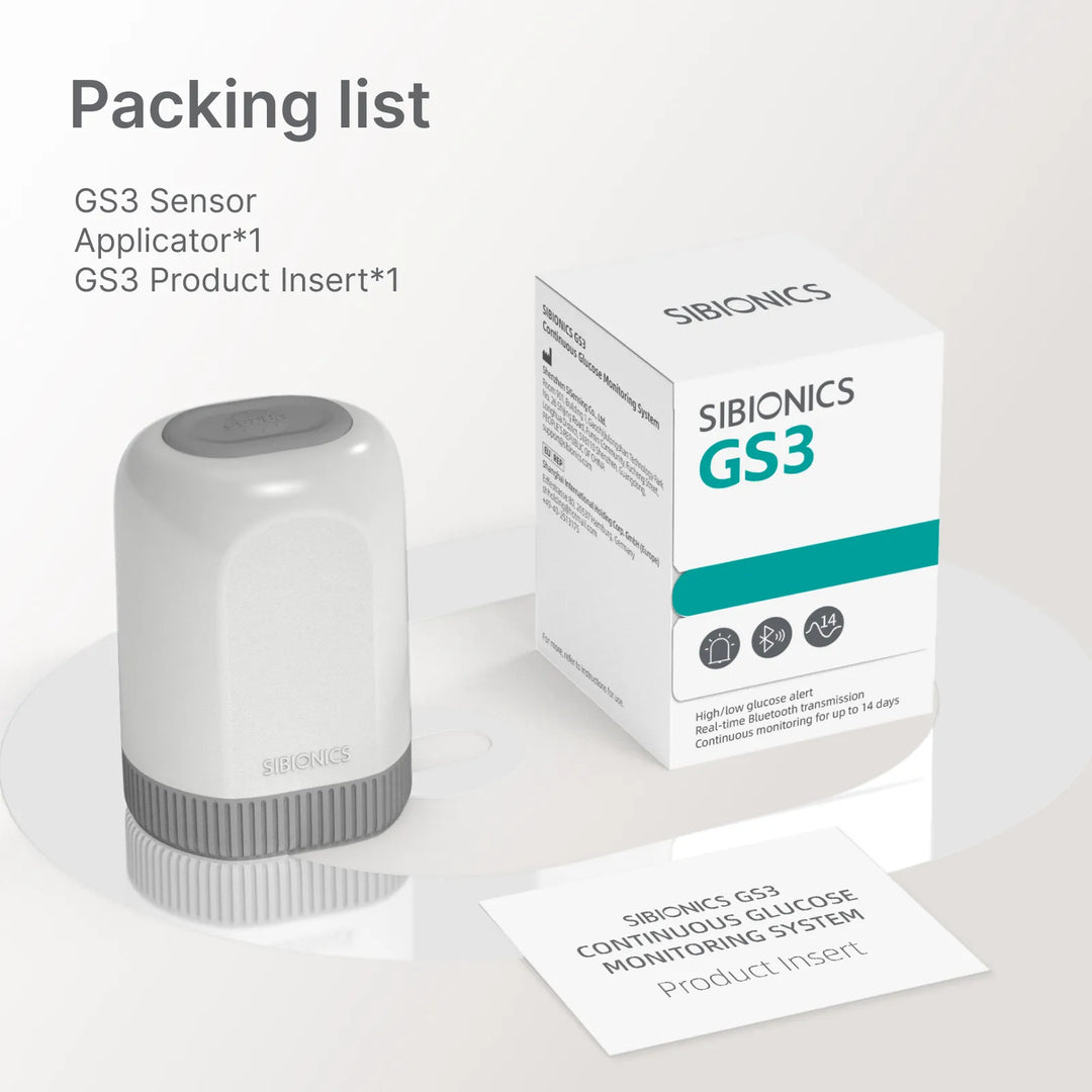 (Free shipping) SIBIONICS GS3 CGM Glucose Sensor for 24/7 Continuous Monitoring - SIBIONICS