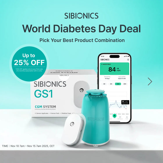SIBIONICS GS1 CGM-systeem voor continue glucosemonitoring