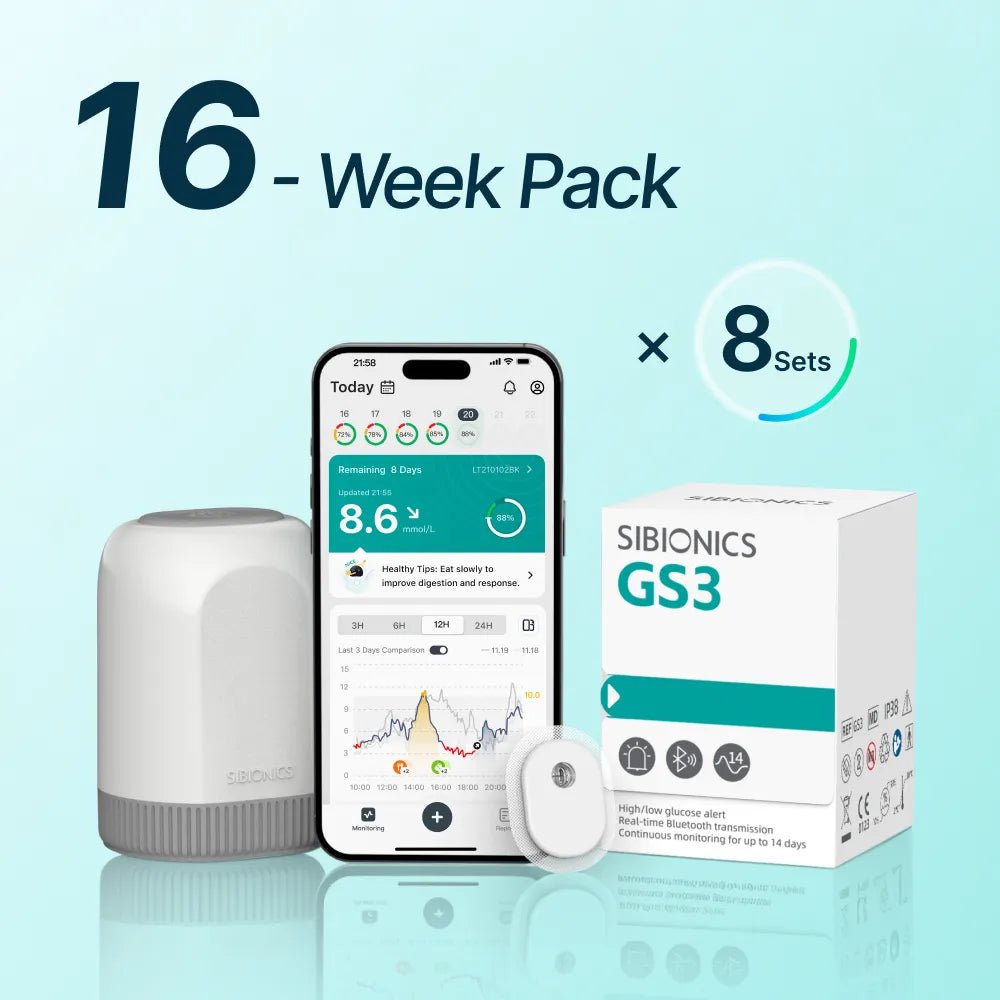 SIBIONICS GS3 CGM Continuous Glucose Monitor Sensor System For 24/7 Tracking (Free Shipping) - SIBIONICS